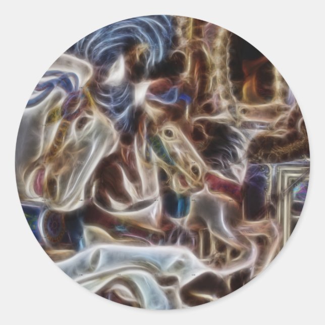 Ghost Carousel Pferde Seattle Pier Merry Runde Runder Aufkleber (Vorderseite)