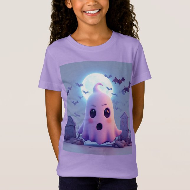 Ghost-Cartoon mit Fledermäusen T-Shirt (Vorderseite)
