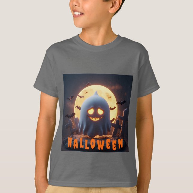 Ghost-Cartoon mit Fledermäusen T-Shirt (Vorderseite)