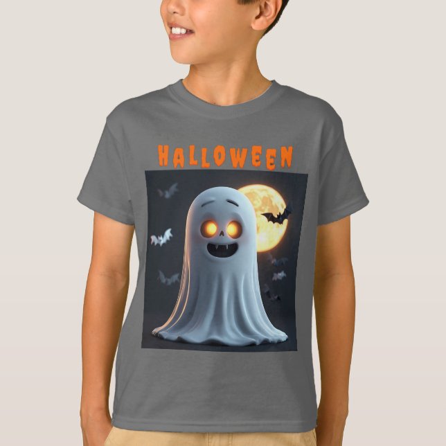 Ghost-Cartoon mit Fledermäusen T-Shirt (Vorderseite)
