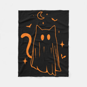 Ghost Cat Boo Funny Halloween Tier Männer Frauen Fleecedecke