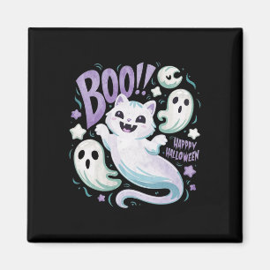 Ghost Cat Boo Kitty Halloween Magnet