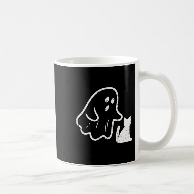 Ghost Cat Cket Funny Halloween Costume Men Women K Kaffeetasse (Rechts)