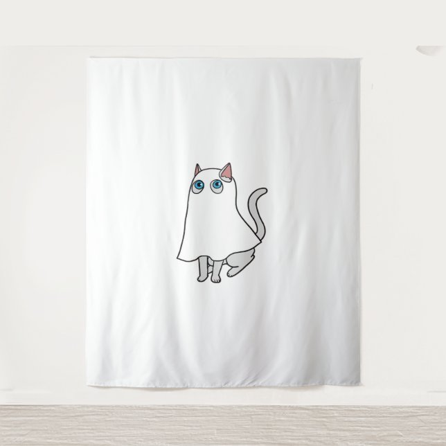 Ghost Cat Classic T - Shirt_1 Wandteppich (Vorderseite)