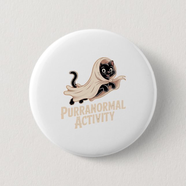 Ghost Cat Classic T - Shirt Button (Vorderseite)