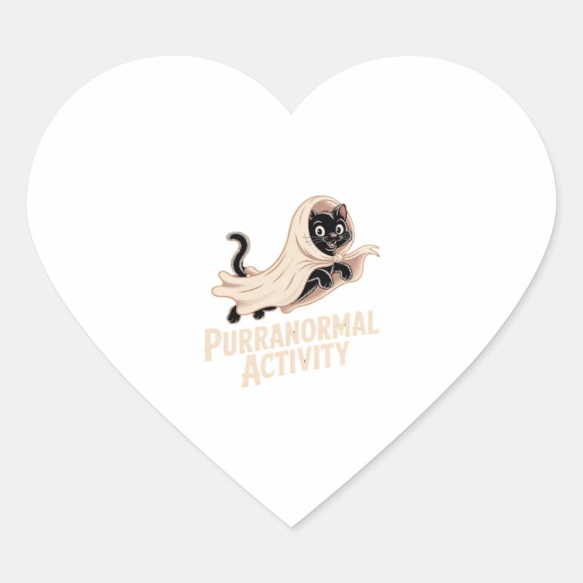 Ghost Cat Classic T - Shirt Herz-Aufkleber (Vorderseite)