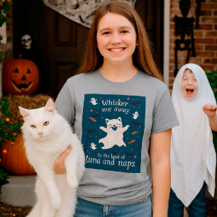 Ghost Cat Funny Zitat Spooky Niedlich Cat T-Shirt