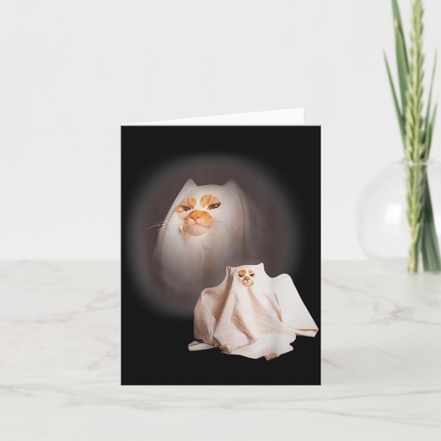 Ghost Cat Ghost Kitten Funny Cat Meme Halloween  Karte (Vorderseite)