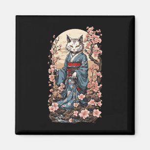 Ghost Cat mit Kimono Japanisch Yokai Folklore Desi Magnet