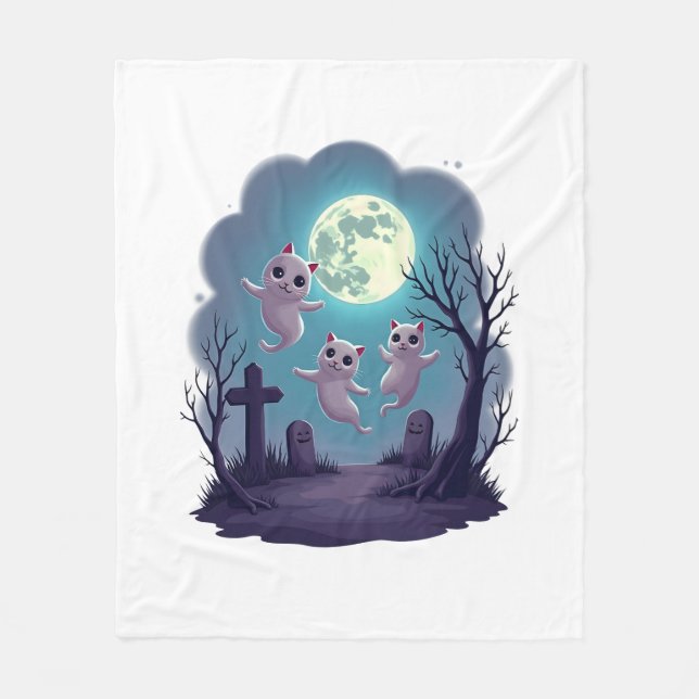 Ghost Cat Parade Fleecedecke (Vorderseite)