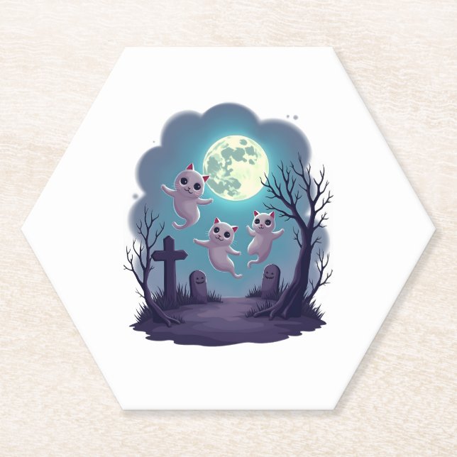 Ghost Cat Parade Untersetzer (Vorderseite)