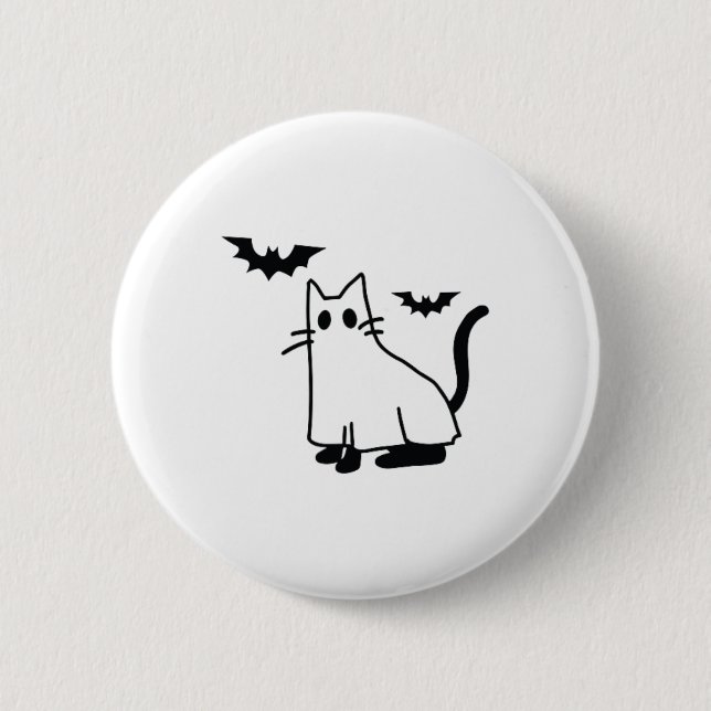 Ghost Cat Pocket Halloween Kostüme Männer Frauen K Button (Vorderseite)
