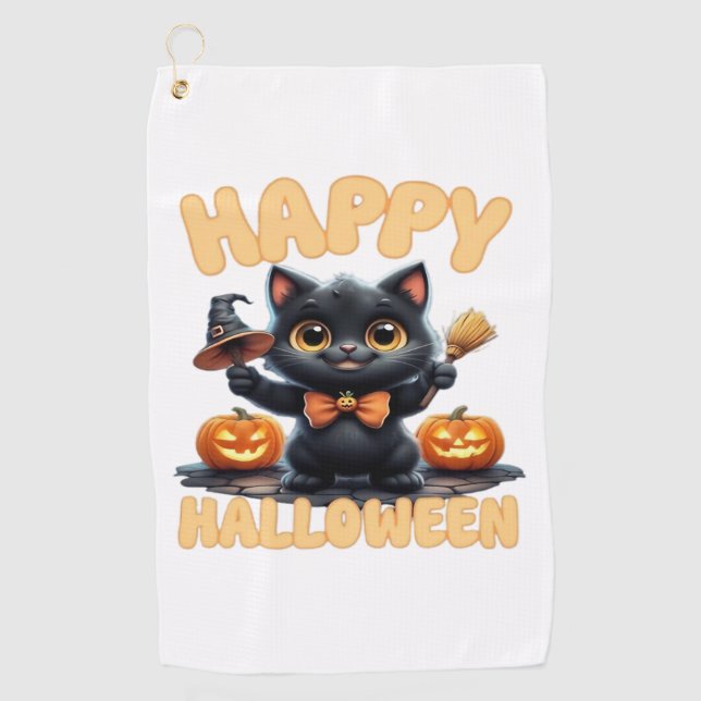 Ghost Cat T-Shirt, Halloween Shirt, Spooky Niedlic Golfhandtuch (Vorderseite)
