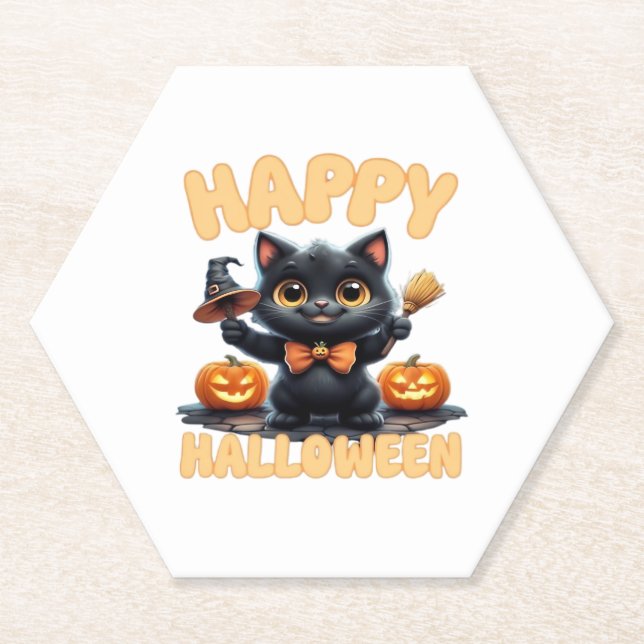 Ghost Cat T-Shirt, Halloween Shirt, Spooky Niedlic Untersetzer (Vorderseite)