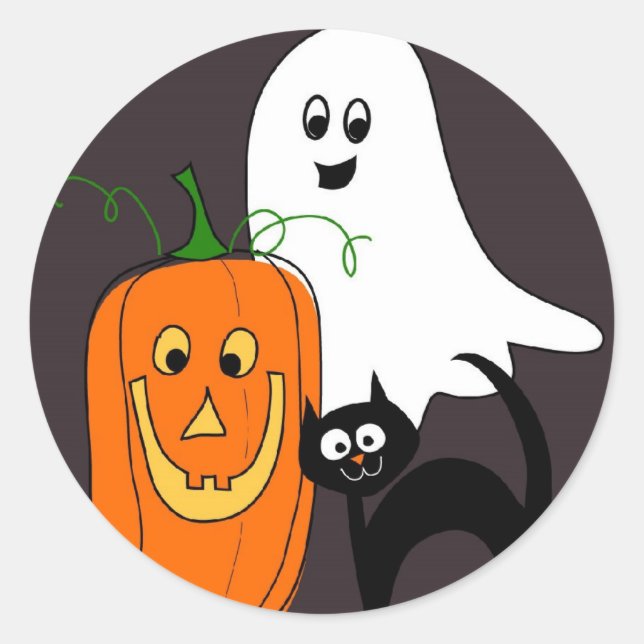 Ghost Cat und Pumpkin Halloween Stickers (Vorderseite)