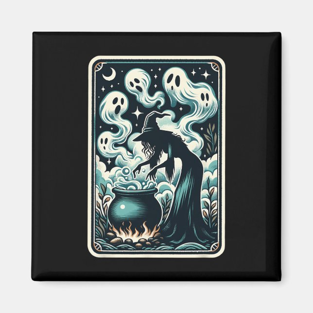 Ghost Cauldron Gothic Supernatural Tarot Card Magnet (Vorne)