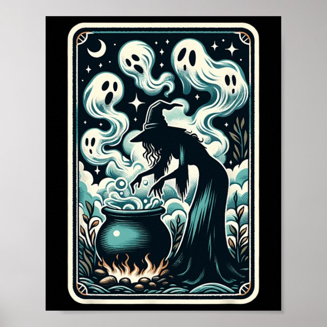 Ghost Cauldron Gothic Supernatural Tarot Card Poster (Vorne)