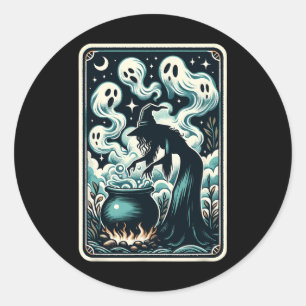 Ghost Cauldron Gothic Supernatural Tarot Card Runder Aufkleber