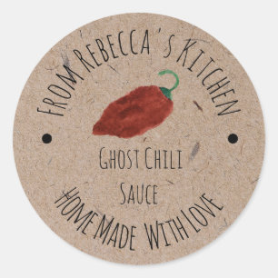 Ghost Chili Homemade Hot Sauce Kraft Papier Runder Aufkleber
