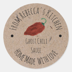Ghost Chili Selbstgemachte Hot Sauce Kraftpapier Runder Aufkleber