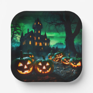 Ghost City Spooky Halloween Nacht Pappteller
