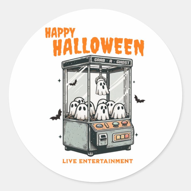 Ghost Claw Game Happy Halloween Runder Aufkleber (Vorderseite)