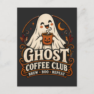 Ghost Coffee Club Süßer Gruseliger Halloween Postkarte