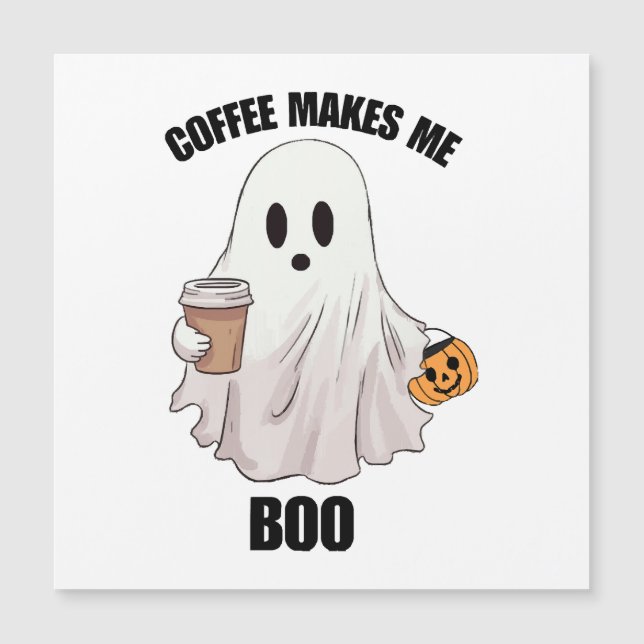 Ghost Coffee Halloween Funny Magnetkarte (Vorderseite)