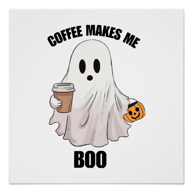 Ghost Coffee Halloween Funny Poster (Vorderseite)