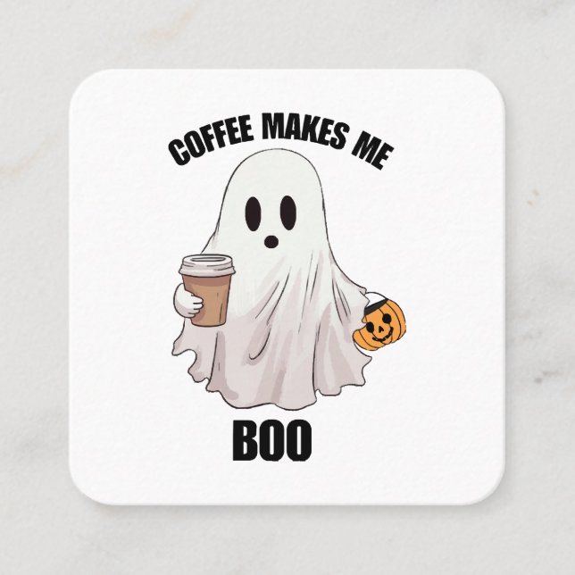 Ghost Coffee Halloween Funny Quadratische Visitenkarte (Vorderseite)