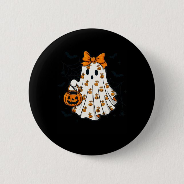 Ghost Coquette Spooky Halloween Pumpkin Leckerei o Button (Vorderseite)