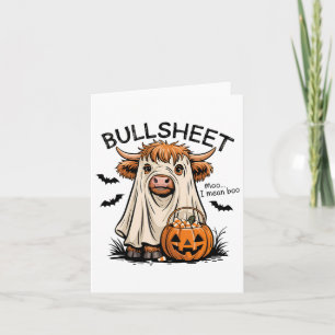 Ghost Cow Funny Halloween Spooky Moo Animal Costum Karte
