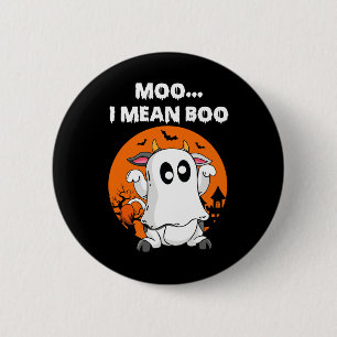 Ghost Cow Moo I Gemein Boo Halloween Funny Cow Lov Button