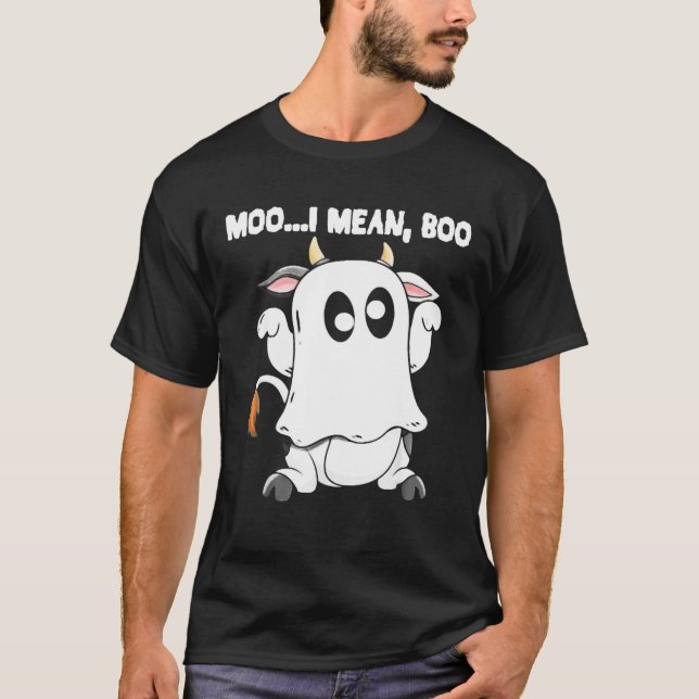 Ghost Cow Moo I Gemein Boo Pumpkin Moon Halloween T-Shirt (Vorderseite)