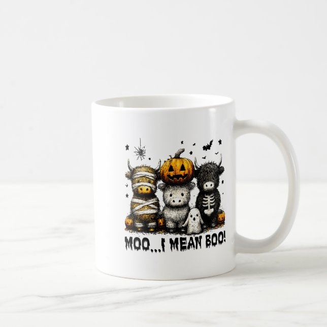Ghost Cow Moo I Mean Boo Halloween Outfit Funny Co Kaffeetasse (Rechts)