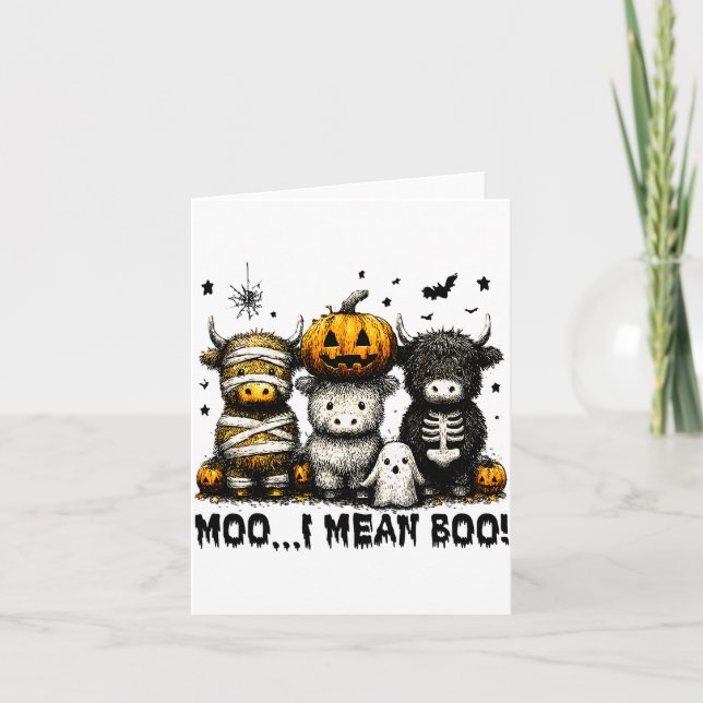 Ghost Cow Moo I Mean Boo Halloween Outfit Funny Co Karte (Vorderseite)