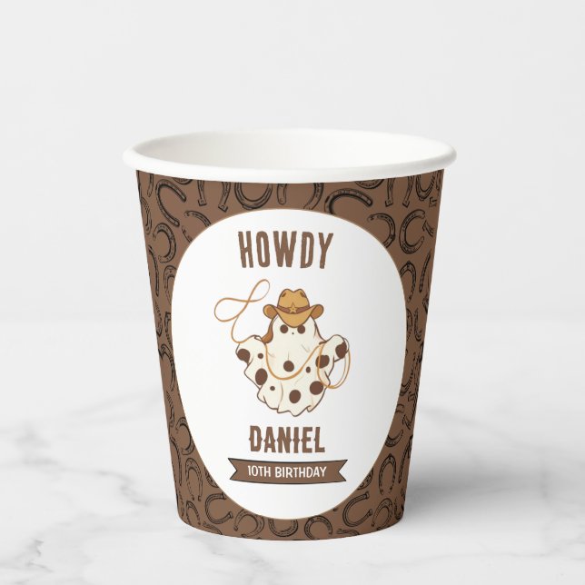 Ghost Cowboy Birthday Einladung Pappbecher (Vorderseite)