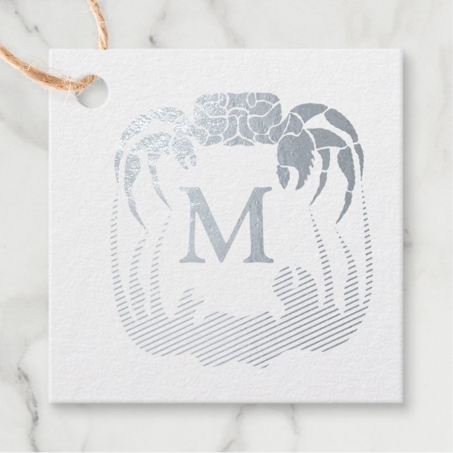 Ghost Crab Silhouette Casting a Shadow Monogram Geschenkanhänger (Vorderseite)