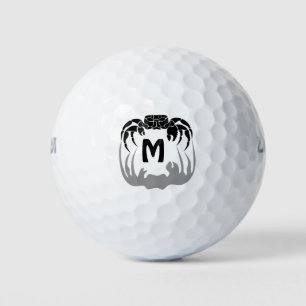 Ghost Crab Silhouette Casting a Shadow Monogram Golfball
