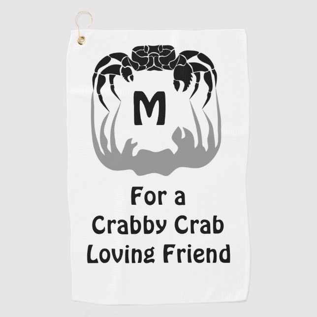 Ghost Crab Silhouette Casting a Shadow Monogram Golfhandtuch (Vorderseite)