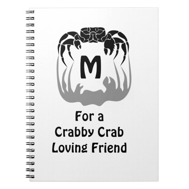 Ghost Crab Silhouette Casting a Shadow Monogram Notizblock (Vorderseite)