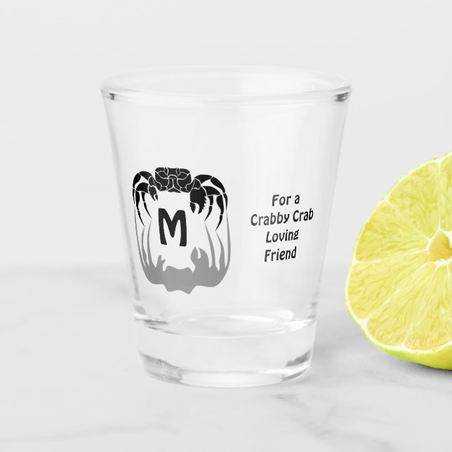 Ghost Crab Silhouette Casting a Shadow Monogram Schnapsglas (Vorderseite)