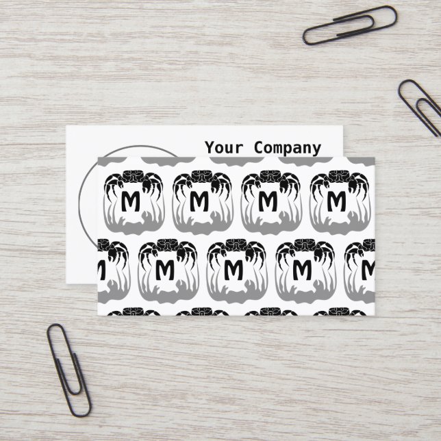 Ghost Crab Silhouette Casting a Shadow Monogram Visitenkarte (Vorderseite/Rückseite Beispiel)