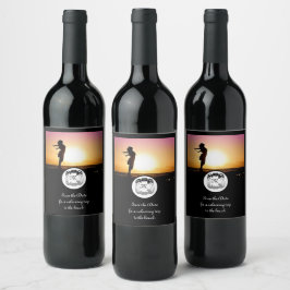 Ghost Crab Silhouette und Shadow Monogram Foto Weinetikett