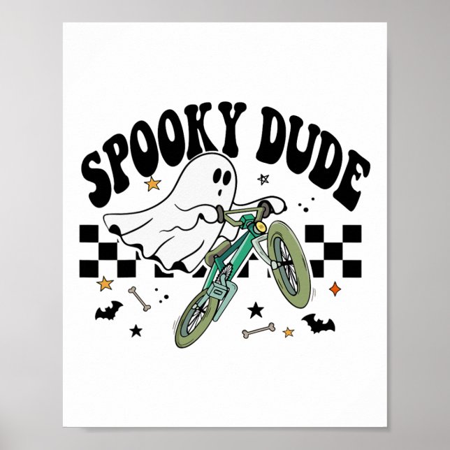 Ghost Cycling Bicycle Bike Retro Halloween-Party C Poster (Vorne)