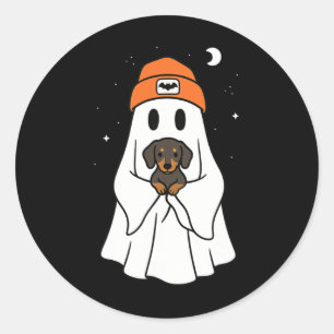 Ghost Dackel Dackel Tier Lover Halloween Beni Runder Aufkleber