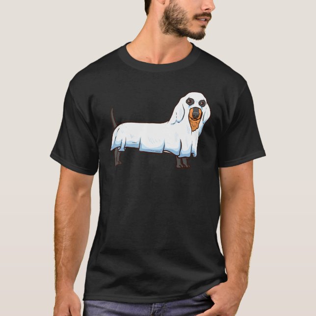 Ghost Dackel Spooky Hund Dackel Halloween Costum T-Shirt (Vorderseite)