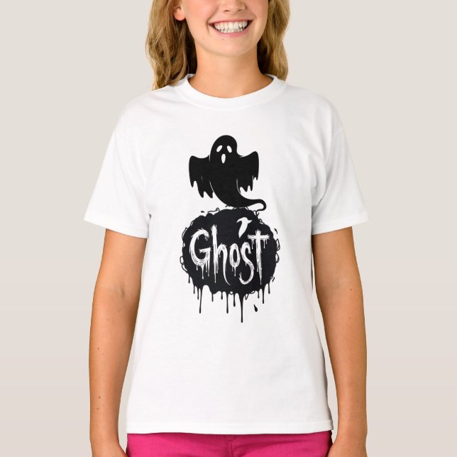 Ghost – Dark Horror Dripping Text Art T-Shirt (Vorderseite)