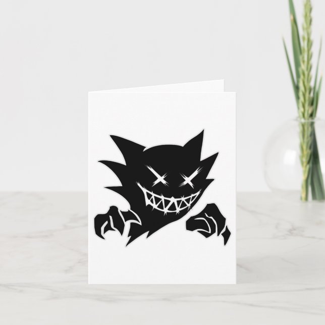 Ghost Demon Sketchy Blackwork Tattoo Flash Karte (Vorderseite)