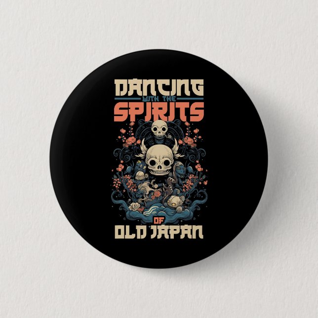 Ghost Demon tanzen mit Geist des alten Japan Yokai Button (Vorderseite)